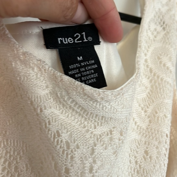 Rue 21β’ Cream Lace Slip On Skater Dress with Belt, Fully Lined, Size M - Picture 3 of 16